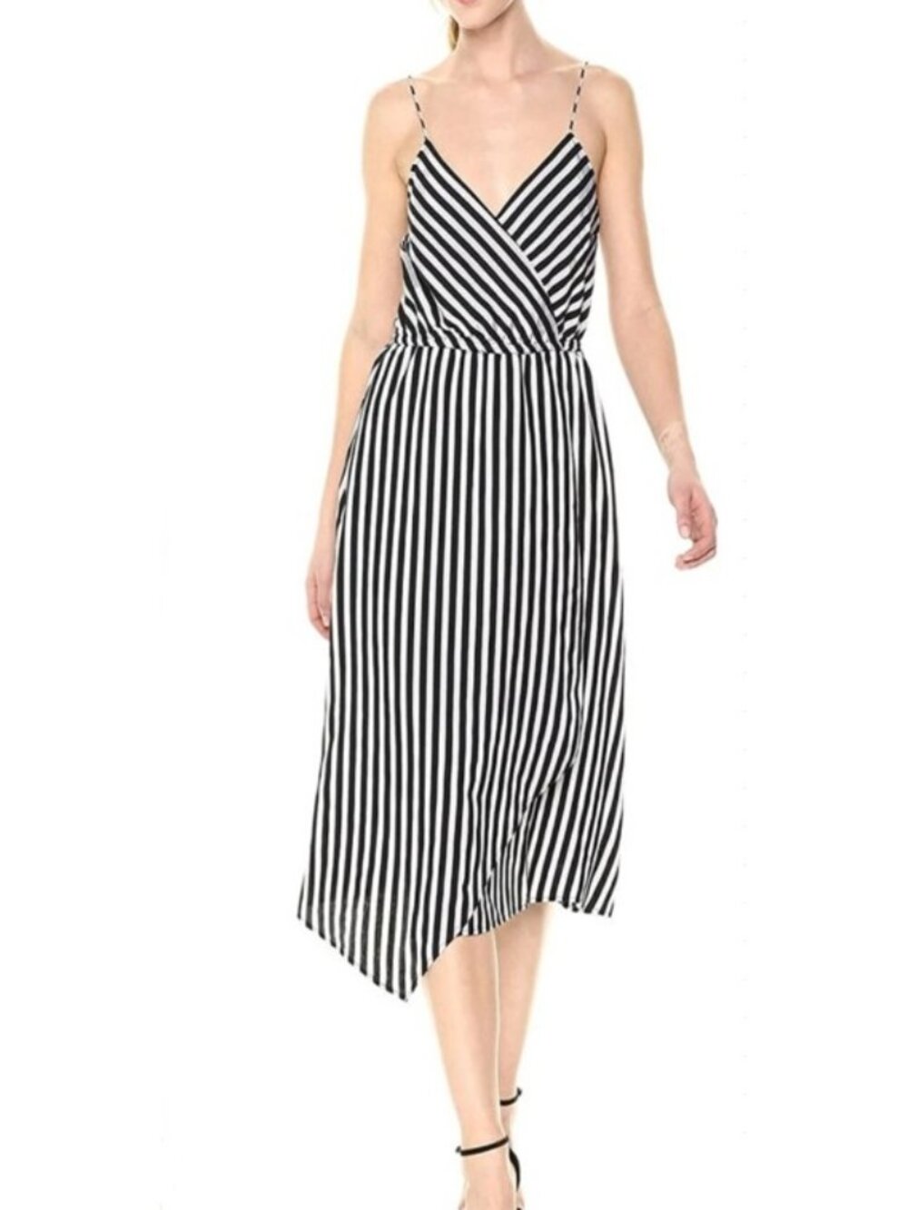 Striped Asymmetric Slip Dress